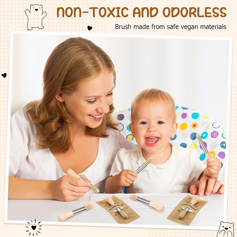 Sinload 6 Sets Watercolor Paint Brushes and Cards for Baby Toddler Kid Jumbo Brushes with Chubby Wood Handles Easy to Grip Round Paintbrushe Vegan Bristles for Painting Art Supplies Craft Projects - Image 5